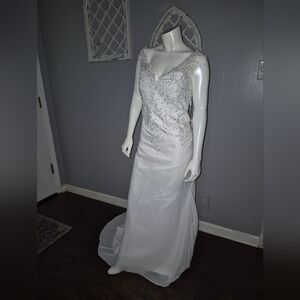 Stacee's Custom Sleeveless Chiffon Court Train Sequin Wedding Dress NWT 36 38 44